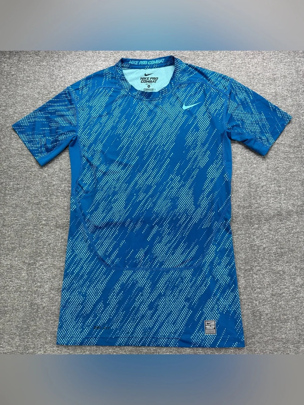 Nike Pro Combat Dri Fit Compression T Shirt Blue Mens Size X-Large Short Sleeve